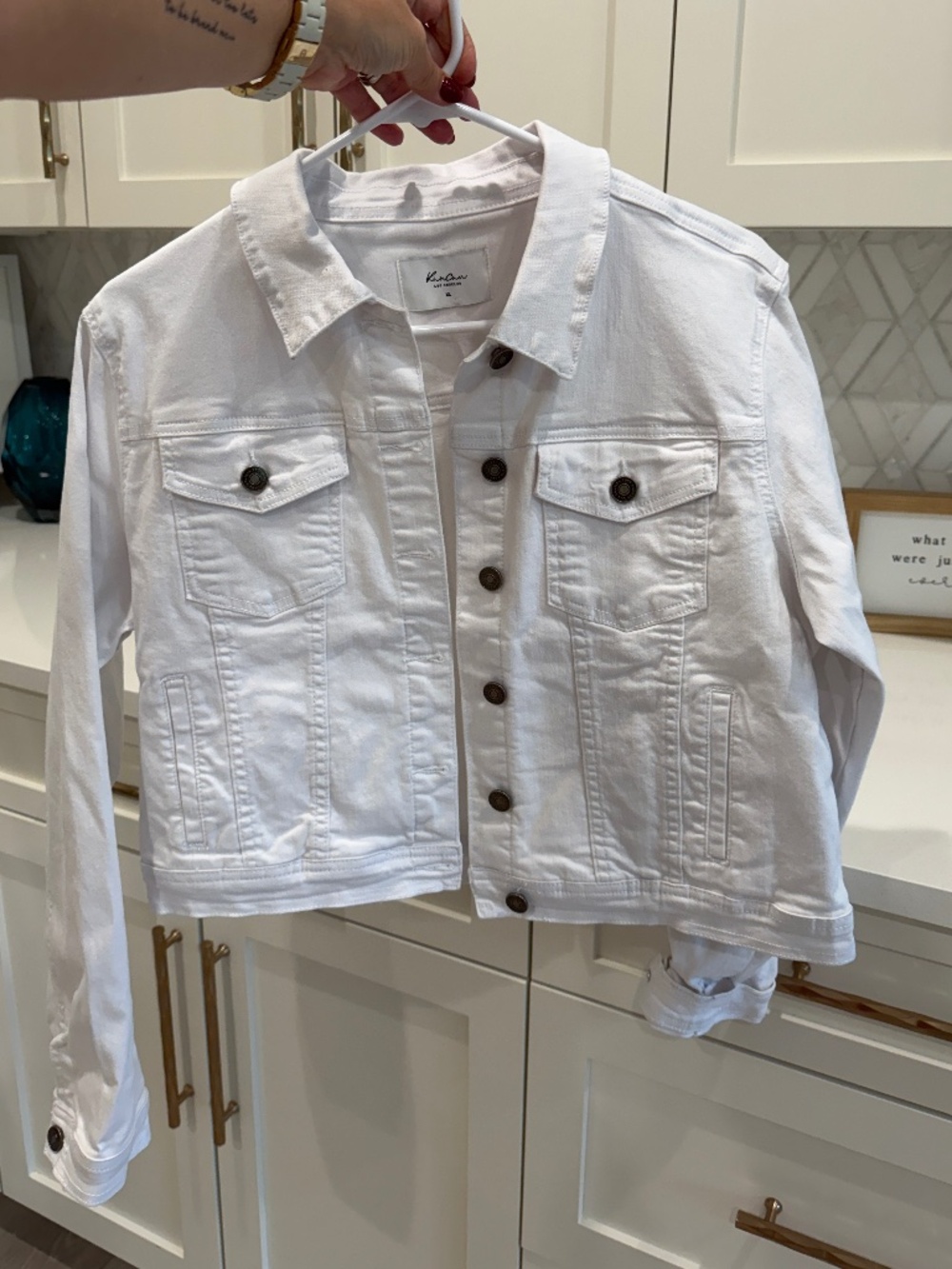 Kancan White Jean Jacket, Women's XL